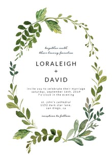 Green Wreath - Wedding Invitation